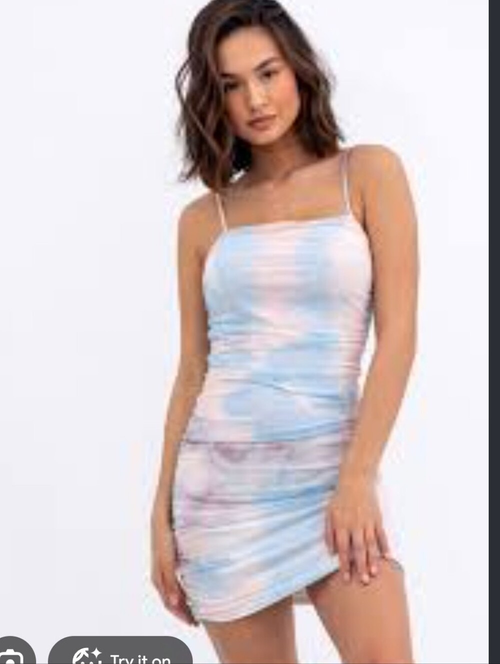 WeWoreWhat Lavender Tie-Dye Ruched Slip Mini Dress